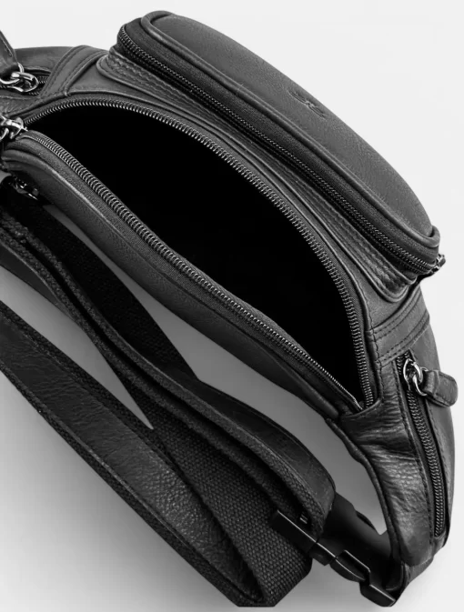 Δερμάτινο Ανδρικό Τσαντάκι Μέσης Calfnero C2178 Μαύρο