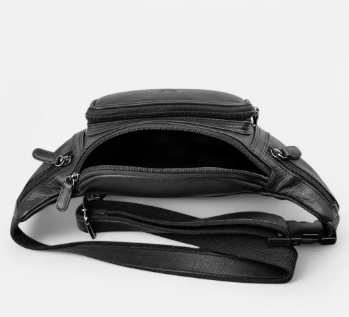 Δερμάτινο Ανδρικό Τσαντάκι Μέσης Calfnero C2178 Μαύρο