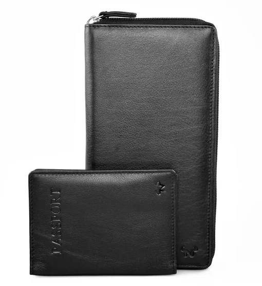 Μεγάλο δερμάτινο πορτοφόλι/Θήκη εγγράφων Calfnero C2872 Μαύρο