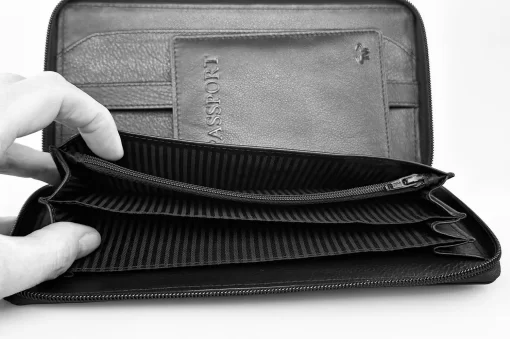 Μεγάλο δερμάτινο πορτοφόλι/Θήκη εγγράφων Calfnero C2872 Μαύρο