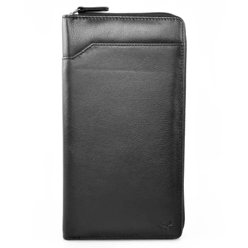 Μεγάλο δερμάτινο πορτοφόλι/Θήκη εγγράφων Calfnero C2873 Μαύρο