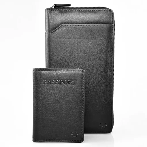 Μεγάλο δερμάτινο πορτοφόλι/Θήκη εγγράφων Calfnero C2873 Μαύρο