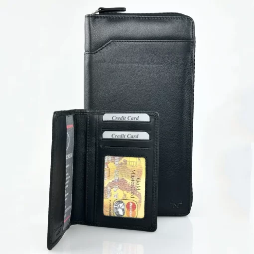 Μεγάλο δερμάτινο πορτοφόλι/Θήκη εγγράφων Calfnero C2873 Μαύρο