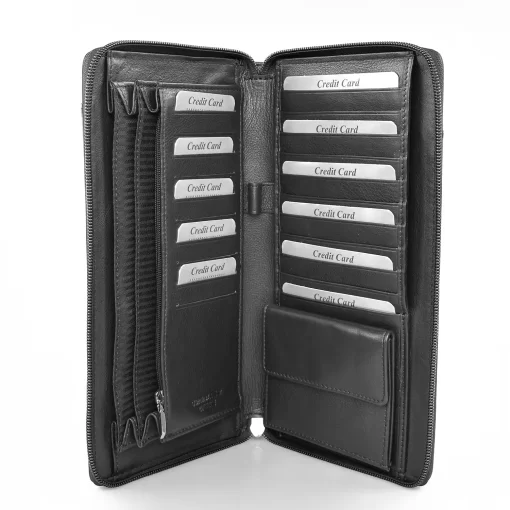 Μεγάλο δερμάτινο πορτοφόλι/Θήκη εγγράφων Calfnero C2873 Μαύρο