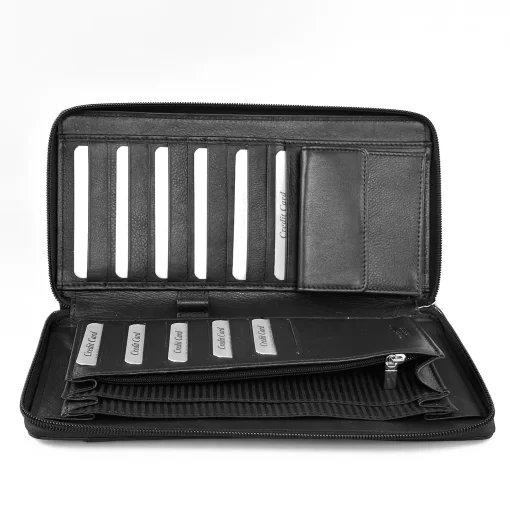 Μεγάλο δερμάτινο πορτοφόλι/Θήκη εγγράφων Calfnero C2873 Μαύρο