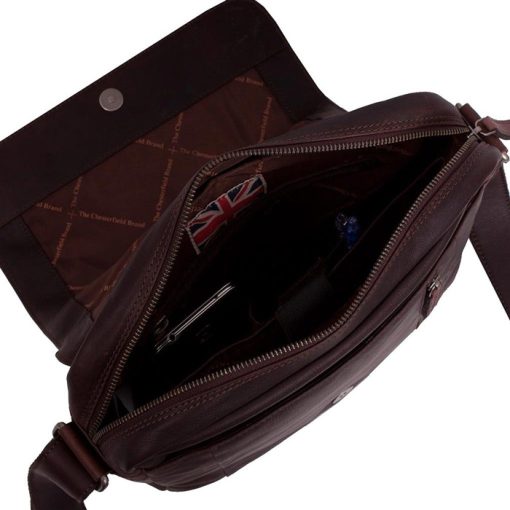 Tσάντα χιαστί δέρμα Chesterfield C48.055001-Καφέ