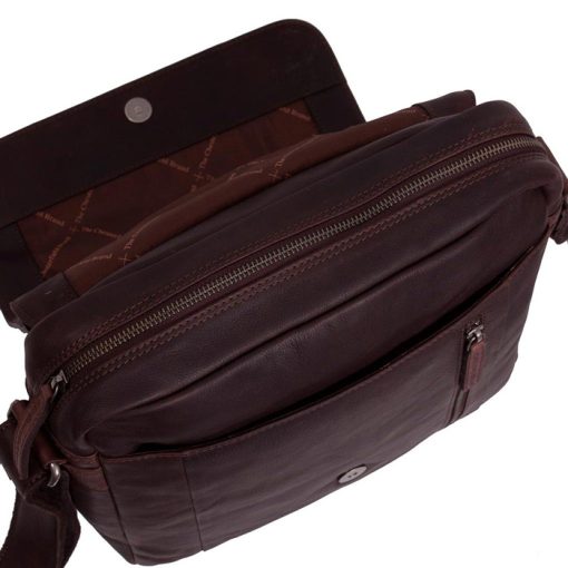 Tσάντα χιαστί δέρμα Chesterfield C48.055001-Καφέ