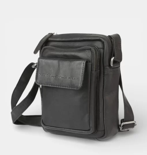 Δερμάτινη Τσάντα Ώμου Χιαστί Chesterfield Μαύρη C48.071400