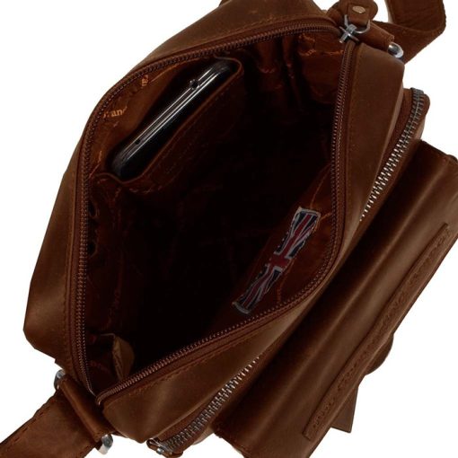 Tσάντα χιαστί δέρμα Chesterfield C48.083731-Καμελ
