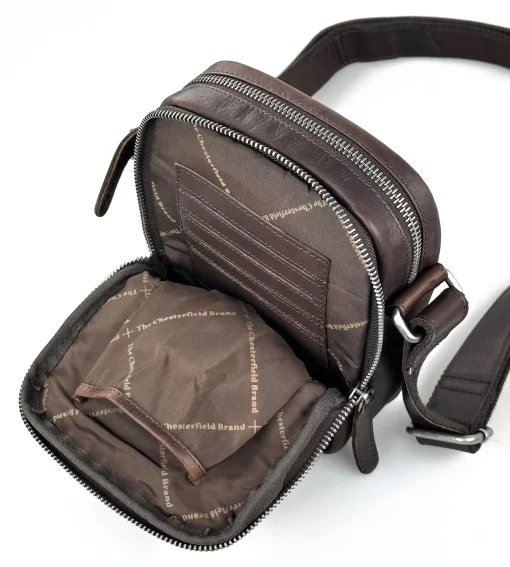 Ανδρική Τσάντα Ώμου Δέρμα Καφέ Chesterfield C48.182701