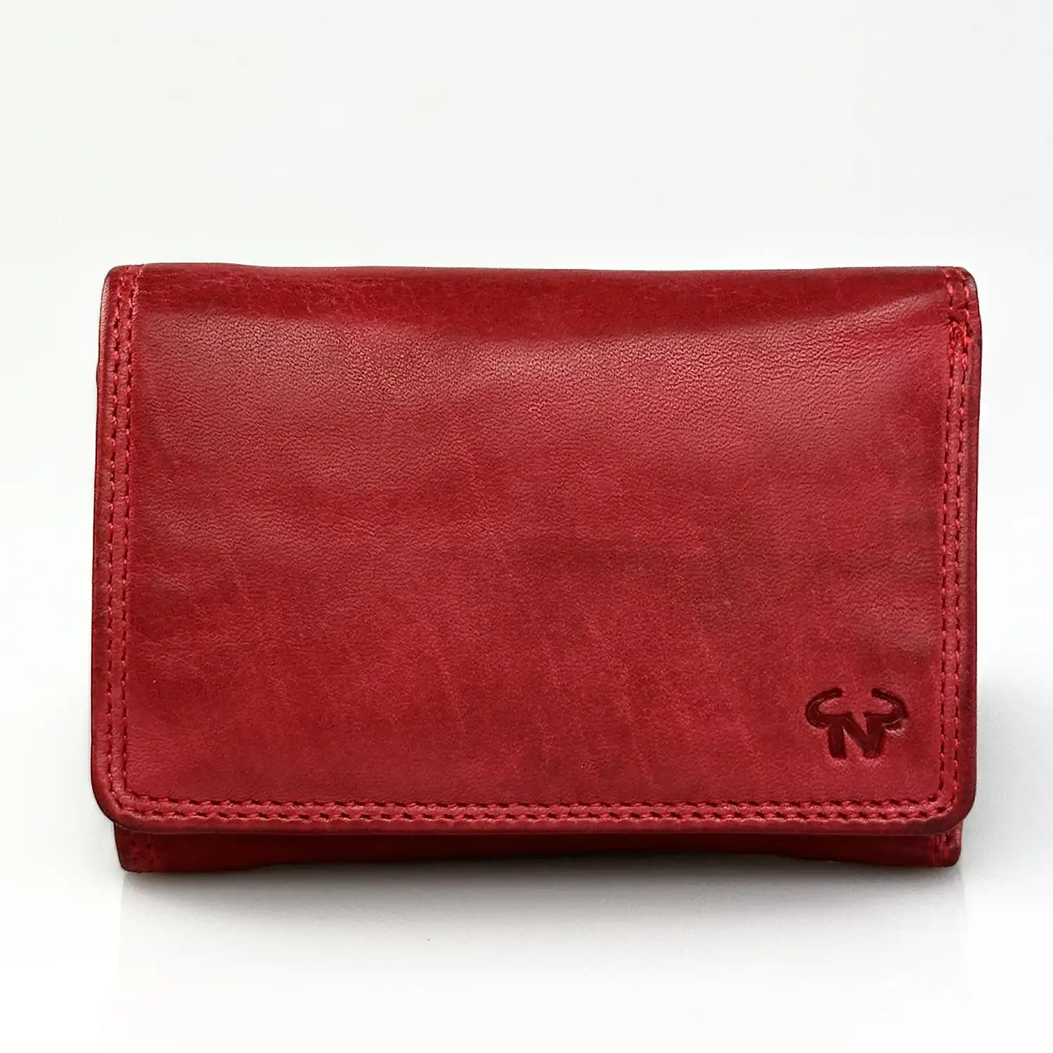 Γυναικείο δερμάτινο πορτοφόλι Calfnero C5035 σε έντονο κόκκινο χρώμα με εξωτερική θήκη για κέρματα.