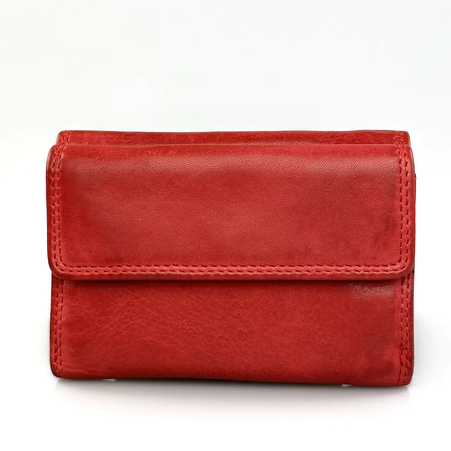 Γυναικείο δερμάτινο πορτοφόλι Calfnero C5035 σε έντονο κόκκινο χρώμα με εξωτερική θήκη για κέρματα.