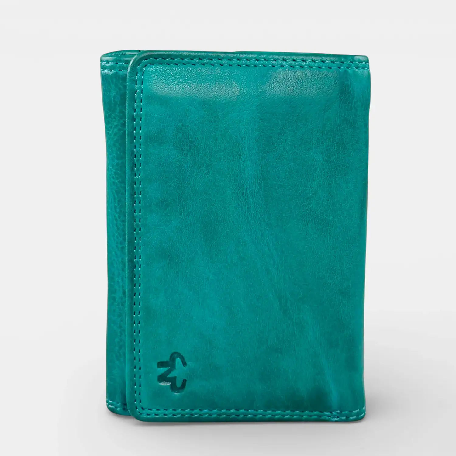 Γυναικείο δερμάτινο πορτοφόλι Calfnero C5035 σε τιρκουάζ απόχρωση με εξωτερική θήκη για κέρματα.