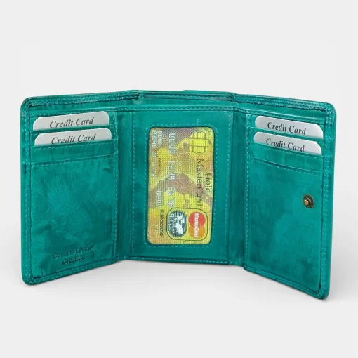 Δερμάτινο Γυναικείο Πορτοφόλι Calfnero C5035 Τιρκουάζ