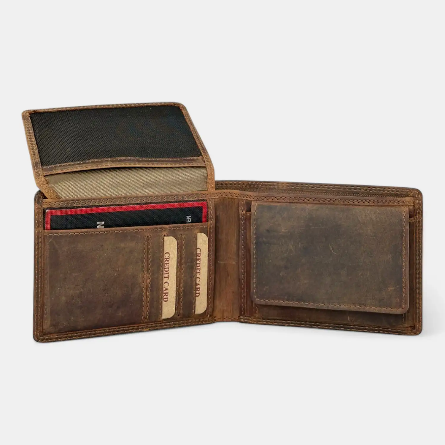 Ανδρικό δερμάτινο πορτοφόλι Calfnero C918 Hunter καφέ ανοιχτό