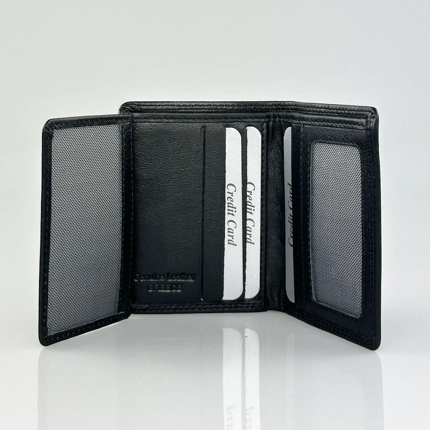 Ανδρικό δερμάτινο πορτοφόλι Calfnero C980 μαύρο όρθιο