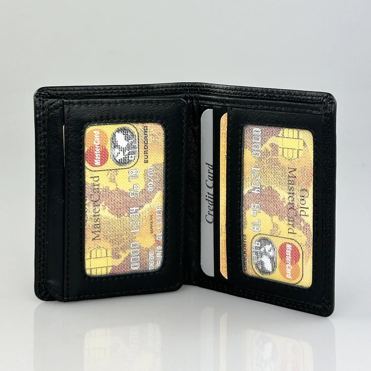 Ανδρικό δερμάτινο πορτοφόλι Calfnero C980 μαύρο όρθιο