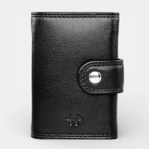 Δερμάτινο Πορτοφόλι Καρτοθηκη  με μηχανισμό Calfnero C990 Μαύρο