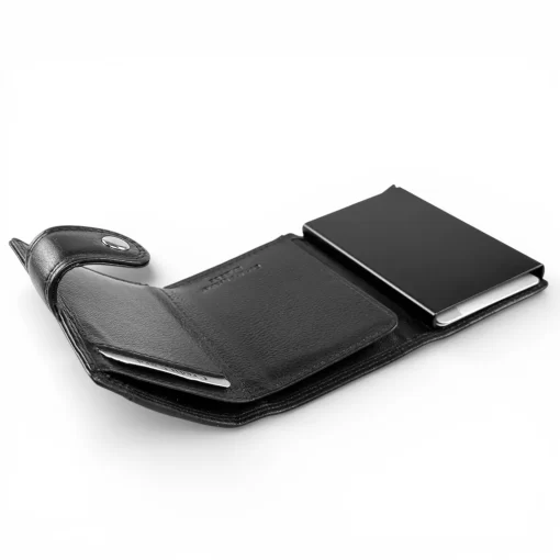 Δερμάτινο Πορτοφόλι Καρτοθηκη  με μηχανισμό Calfnero C990 Μαύρο