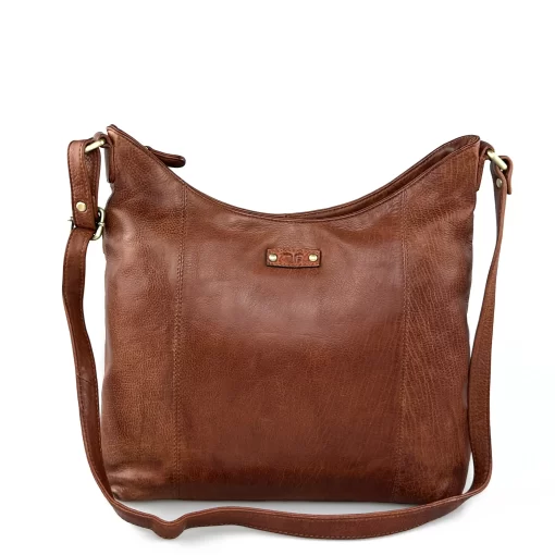 Δερμάτινη Τσάντα Ώμου/Χιαστί Calfnero C99899 Κονιάκ