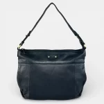 Δερμάτινη τσάντα ώμου και χιαστί Calfnero μαύρη με αποσπώμενο λουράκι