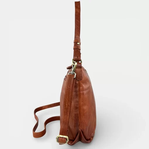 Δερμάτινη Τσάντα Ώμου/Χιαστί Calfnero C99900 Κονιάκ