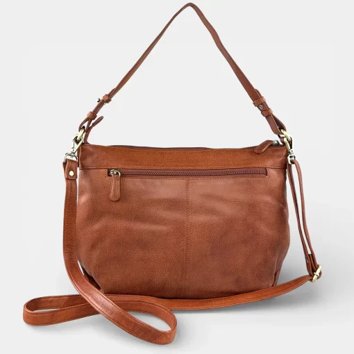 Δερμάτινη Τσάντα Ώμου/Χιαστί Calfnero C99900 Κονιάκ