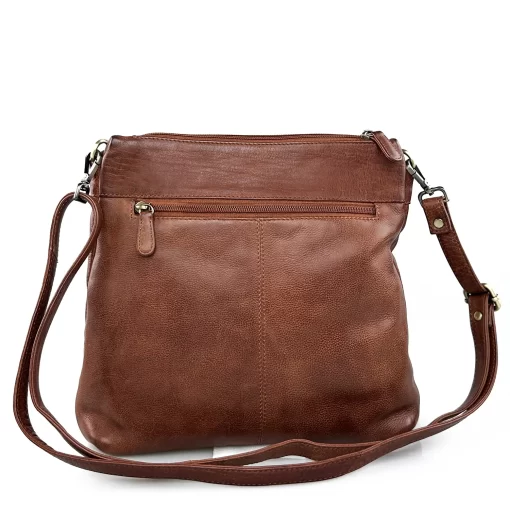 Δερμάτινη Τσάντα Ώμου/Χιαστί Calfnero C99901 Κονιάκ