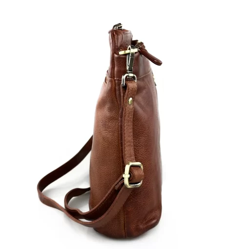 Δερμάτινη Τσάντα Ώμου/Χιαστί Calfnero C99901 Κονιάκ