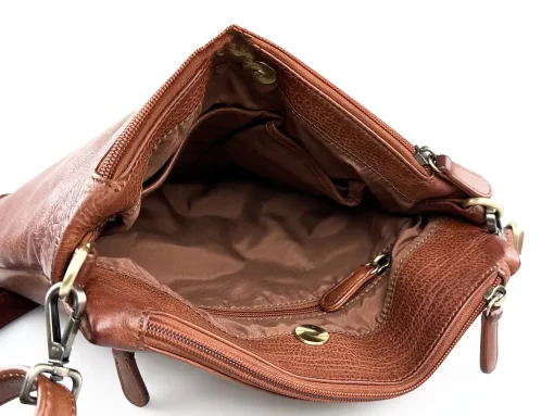 Δερμάτινη Τσάντα Ώμου/Χιαστί Calfnero C99901 Κονιάκ