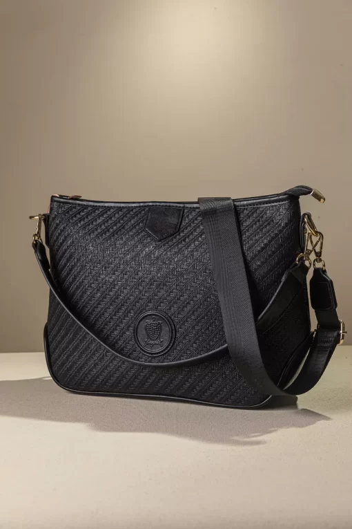 Ψάθινη Γυναικεία Τσάντα Ώμου Χιαστί Fragola CA33 Μαύρο