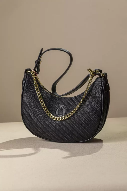 Ψάθινη Γυναικεία Τσάντα Ώμου Fragola DA06 Μαύρο