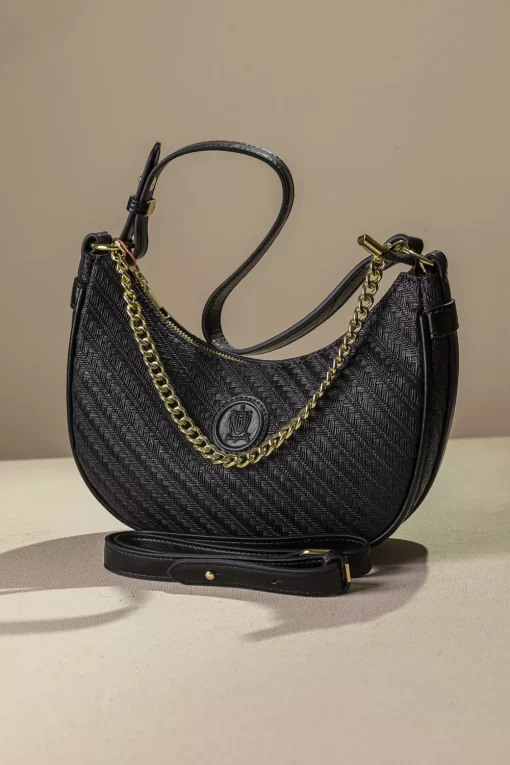 Ψάθινη Γυναικεία Τσάντα Ώμου Fragola DA06 Μαύρο