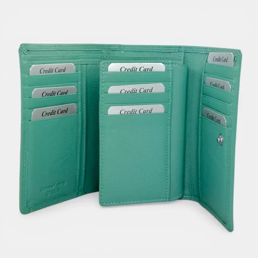 Γυναικείο Δερμάτινο Πορτοφόλι Calfnero F1412 Μέντα