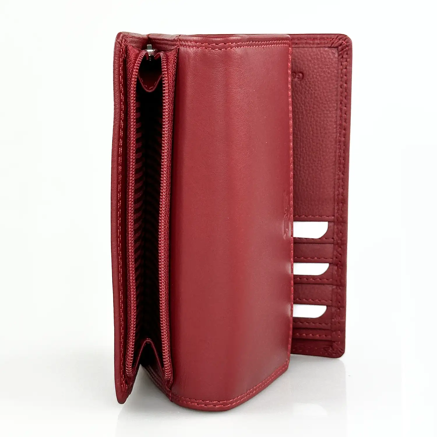 Γυναικείο δερμάτινο πορτοφόλι Forest F1412 σε κόκκινο χρώμα με εξωτερικό φερμουάρ