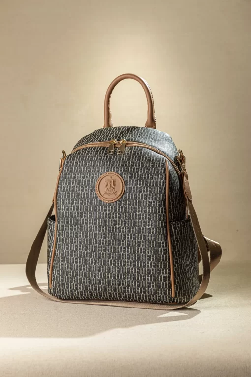 Πολυμορφικό backpack με casual logo FE236-fh-black-brown