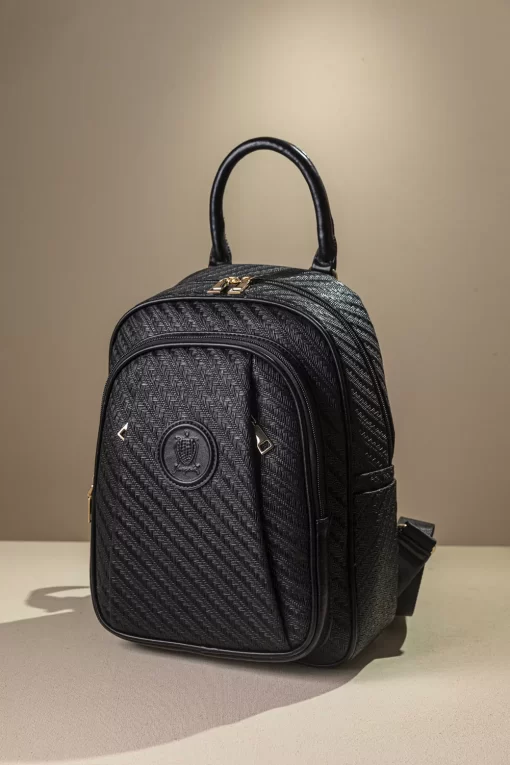 Ψάθινη Γυναικεία Τσάντα Πλάτης Fragola FE237 Μαύρο