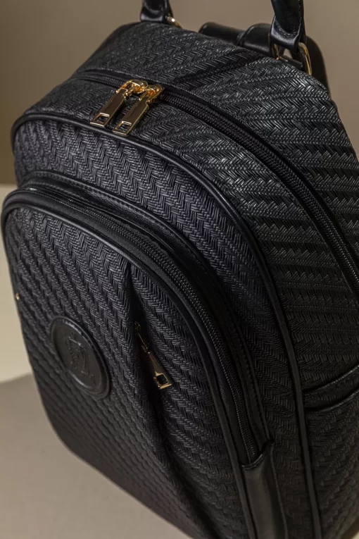 Ψάθινη Γυναικεία Τσάντα Πλάτης Fragola FE237 Μαύρο