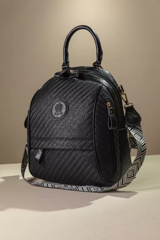 Ψάθινη Γυναικεία Τσάντα Πλάτης Fragola FE252 Μαύρο