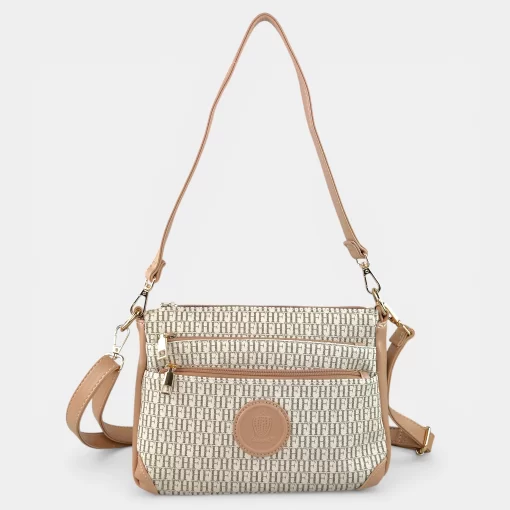 Γυναικεία Τσάντα Ώμου Χιαστί Fragola FH714 Μπεζ/Ροζ