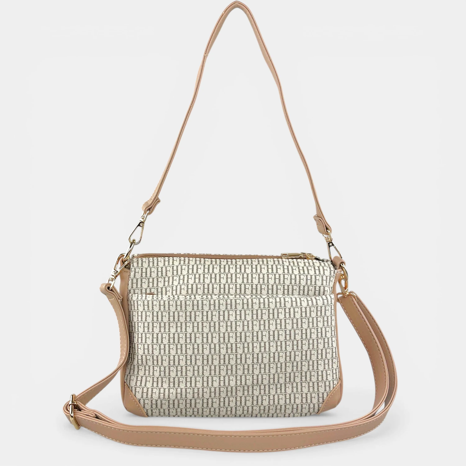 Γυναικεία τσάντα ώμου Fragola FH714 ροζ με μοτίβο και πολλαπλές θήκες