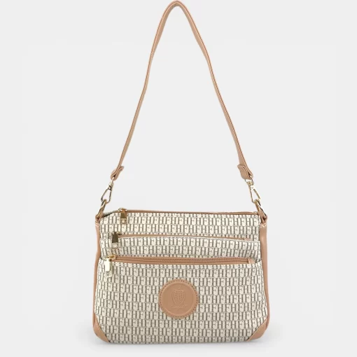 Γυναικεία Τσάντα Ώμου Χιαστί Fragola FH714 Μπεζ/Ροζ