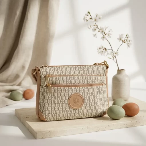 Γυναικεία Τσάντα Ώμου Χιαστί Fragola FH714 Μπεζ/Ροζ