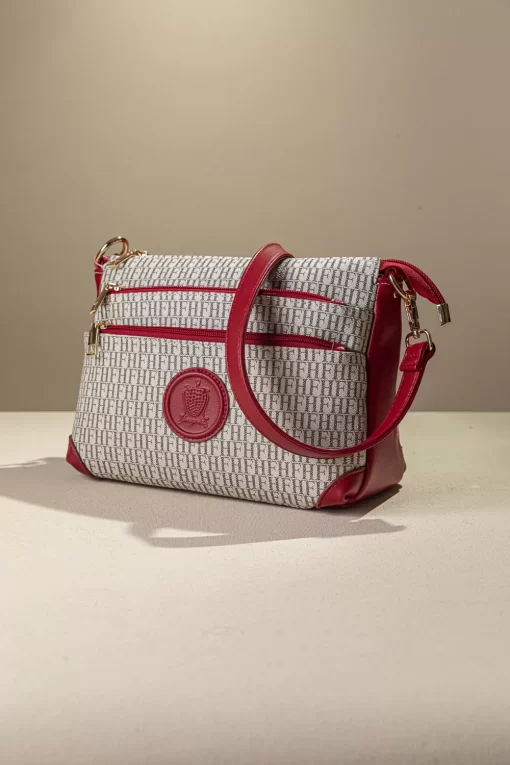 Γυναικεία Τσάντα Ώμου Χιαστί Fragola FH714 Μπεζ/Κόκκινο