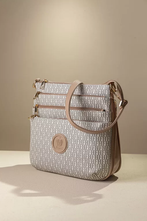 Γυναικεία Τσάντα Ώμου Χιαστί Fragola FH715 Μπεζ/Ροζ