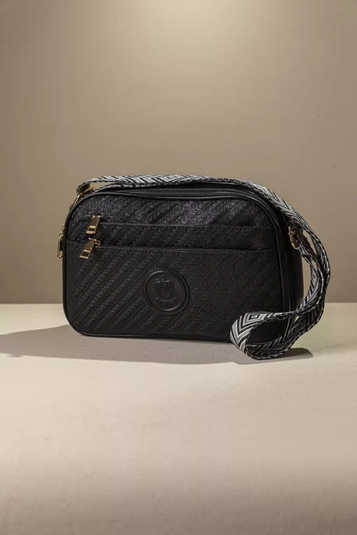 Ψάθινη Γυναικεία Τσάντα Ώμου Χιαστί Fragola FH726 Μαύρο