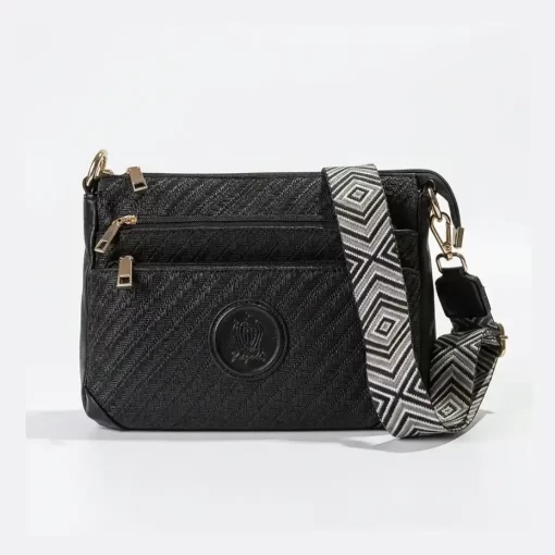 Ψάθινη Γυναικεία Τσάντα Ώμου Χιαστί Fragola FH727 Μαύρο