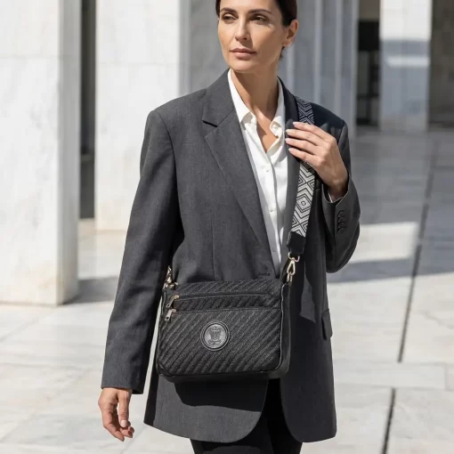 Ψάθινη Γυναικεία Τσάντα Ώμου Χιαστί Fragola FH727 Μαύρο