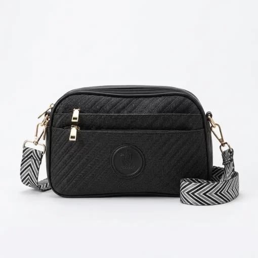 Ψάθινη Γυναικεία Τσάντα Ώμου Χιαστί Fragola FH726 Μαύρο