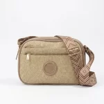 Μπεζ ανοιχτό ψάθινη γυναικεία τσάντα ώμου χιαστί Fragola FH726 με γεωμετρικό ιμάντα